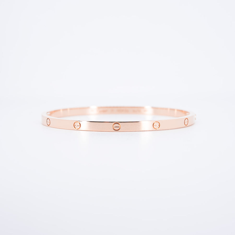 กำไลข้อมือ Cartier Love Bracelet, Small Model 18K Rose Gold Size 17# (Used) #vrcab 7254