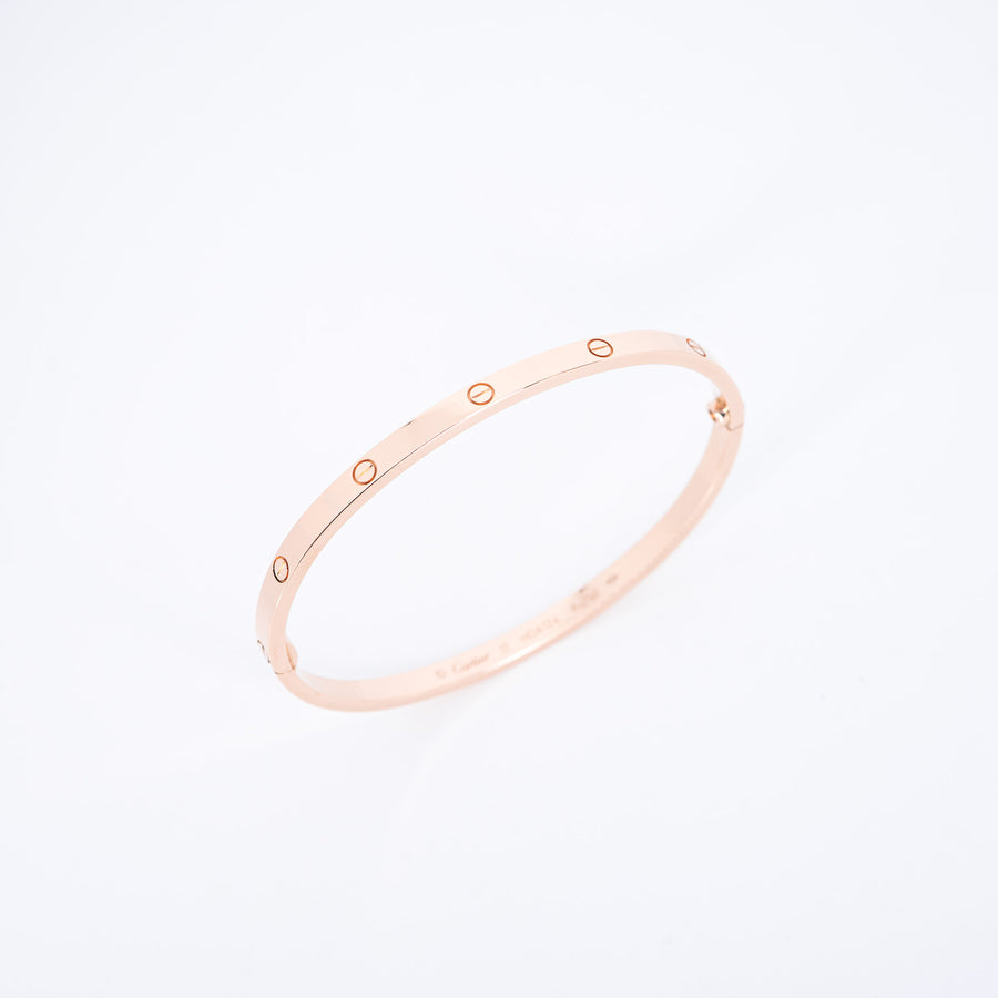 กำไลข้อมือ Cartier Love Bracelet, Small Model 18K Rose Gold Size 17# (Used) #vrcab 7254
