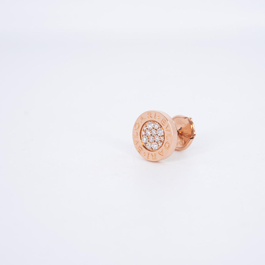 ต่างหู Bvlgari Bvlgari single stud earring with diamonds 18K Rose Gold (Used) #vrbve 7246