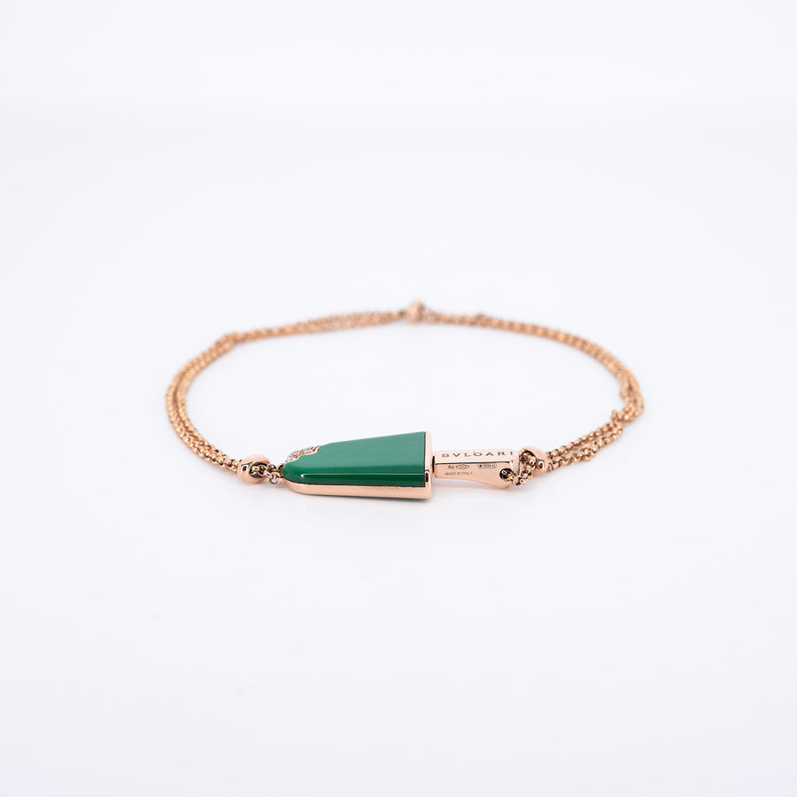**Hold K.M**สร้อยข้อมือ Bvlgari Bvlgari Gelati soft Bracelet in Malachite 18K Rose Gold Size ML# (Used) #vrbvb 7257