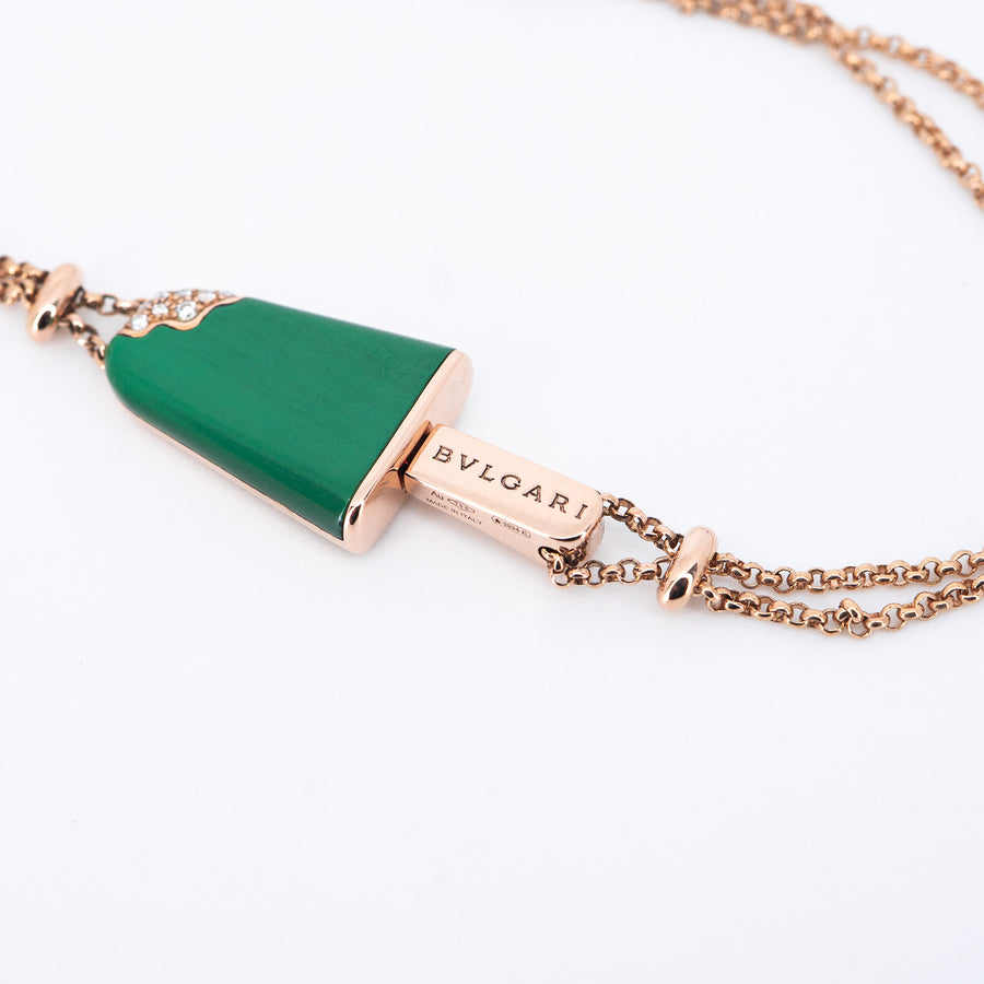 **Hold K.M**สร้อยข้อมือ Bvlgari Bvlgari Gelati soft Bracelet in Malachite 18K Rose Gold Size ML# (Used) #vrbvb 7257