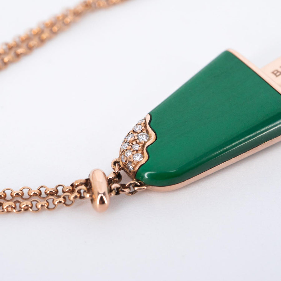 **Hold K.M**สร้อยข้อมือ Bvlgari Bvlgari Gelati soft Bracelet in Malachite 18K Rose Gold Size ML# (Used) #vrbvb 7257