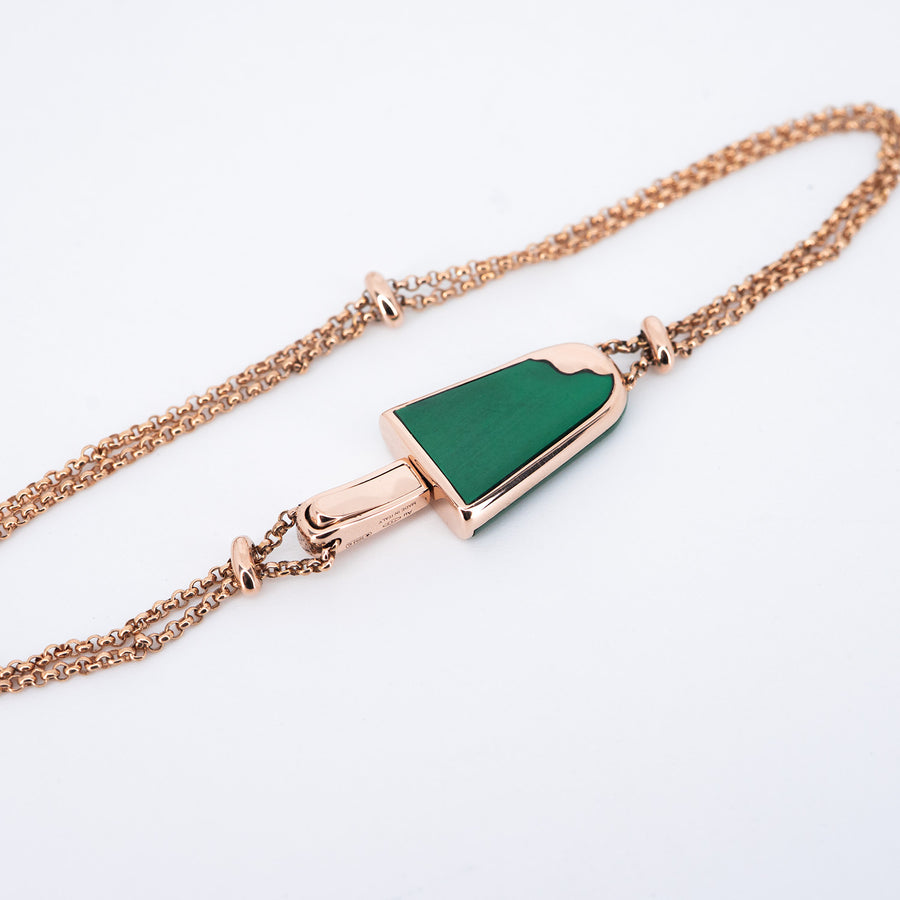 **Hold K.M**สร้อยข้อมือ Bvlgari Bvlgari Gelati soft Bracelet in Malachite 18K Rose Gold Size ML# (Used) #vrbvb 7257