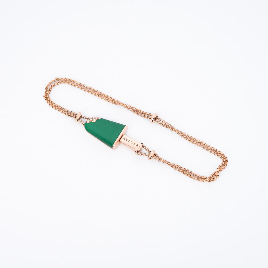 **Hold K.M**สร้อยข้อมือ Bvlgari Bvlgari Gelati soft Bracelet in Malachite 18K Rose Gold Size ML# (Used) #vrbvb 7257