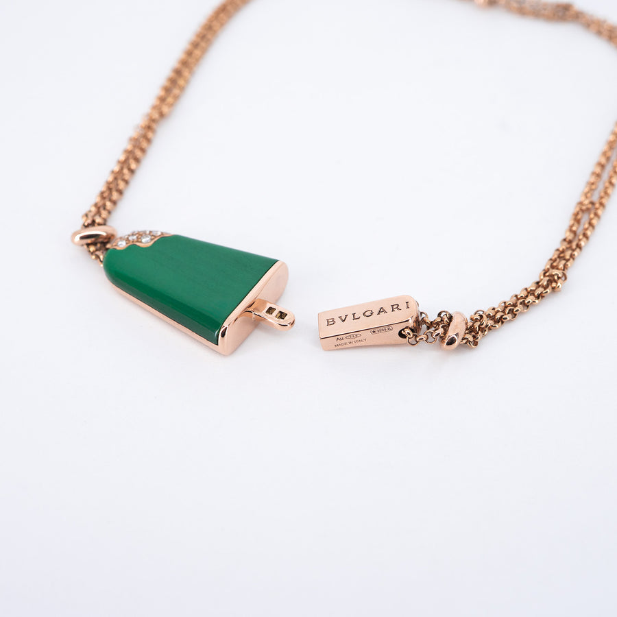 **Hold K.M**สร้อยข้อมือ Bvlgari Bvlgari Gelati soft Bracelet in Malachite 18K Rose Gold Size ML# (Used) #vrbvb 7257