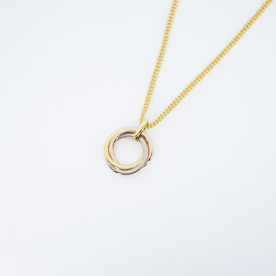 สร้อยและจี้ Cartier Trinity Pendant, medium model, diamonds 18K 3 Colors Size 38-42 cm.# (Used) #vrcanl 7253