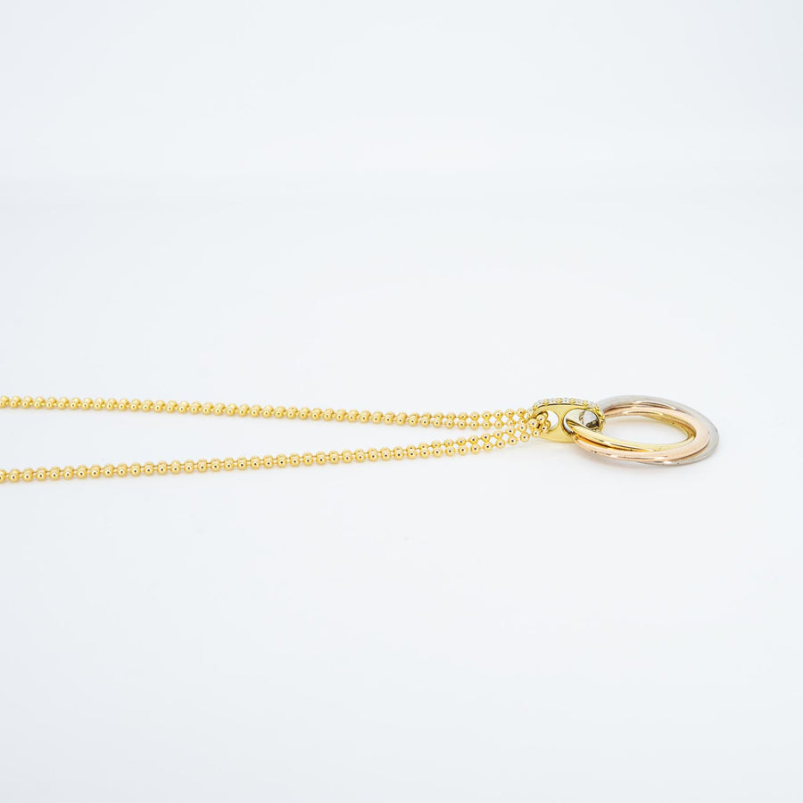 สร้อยและจี้ Cartier Trinity Pendant, medium model, diamonds 18K 3 Colors Size 38-42 cm.# (Used) #vrcanl 7253