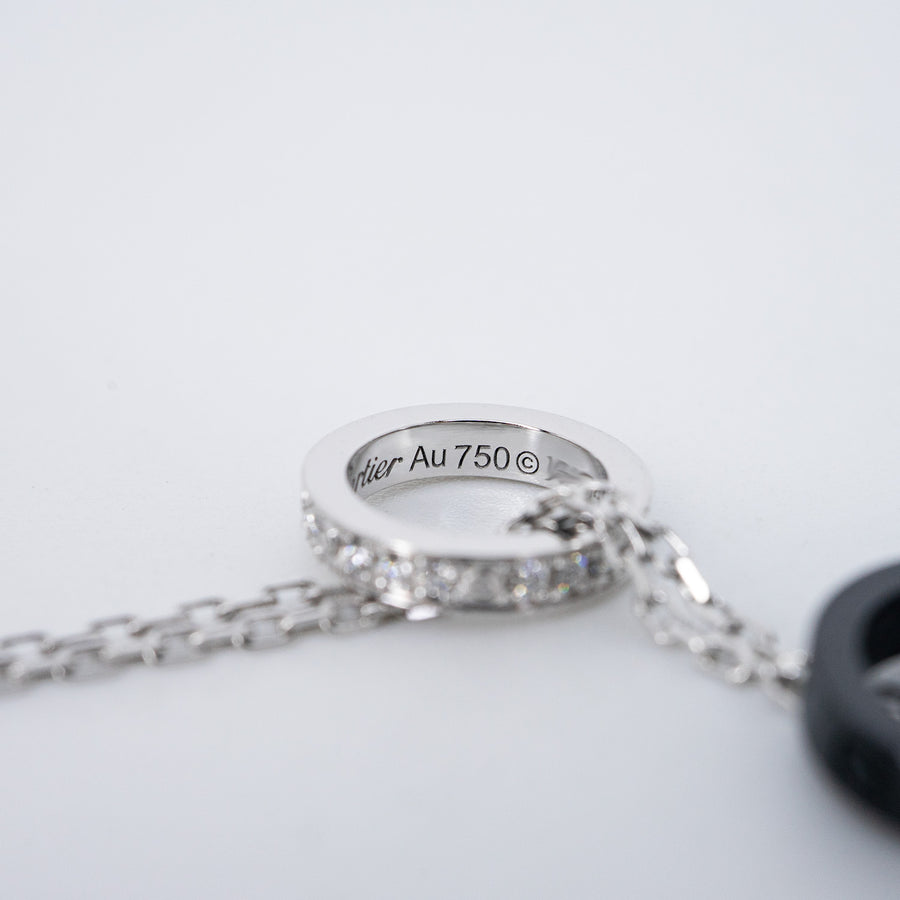 สร้อยและจี้ Cartier Baby Love 3Pendant with Double chain Necklace, Black Ceramic 18K White Gold Size 42-45cm.# (Used) #vrcanlimt 7248