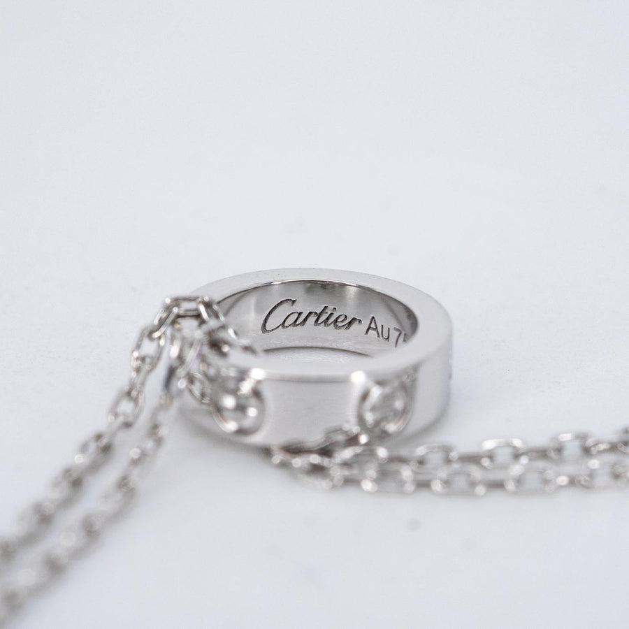 สร้อยและจี้ Cartier Baby Love 3Pendant with Double chain Necklace, Black Ceramic 18K White Gold Size 42-45cm.# (Used) #vrcanlimt 7248
