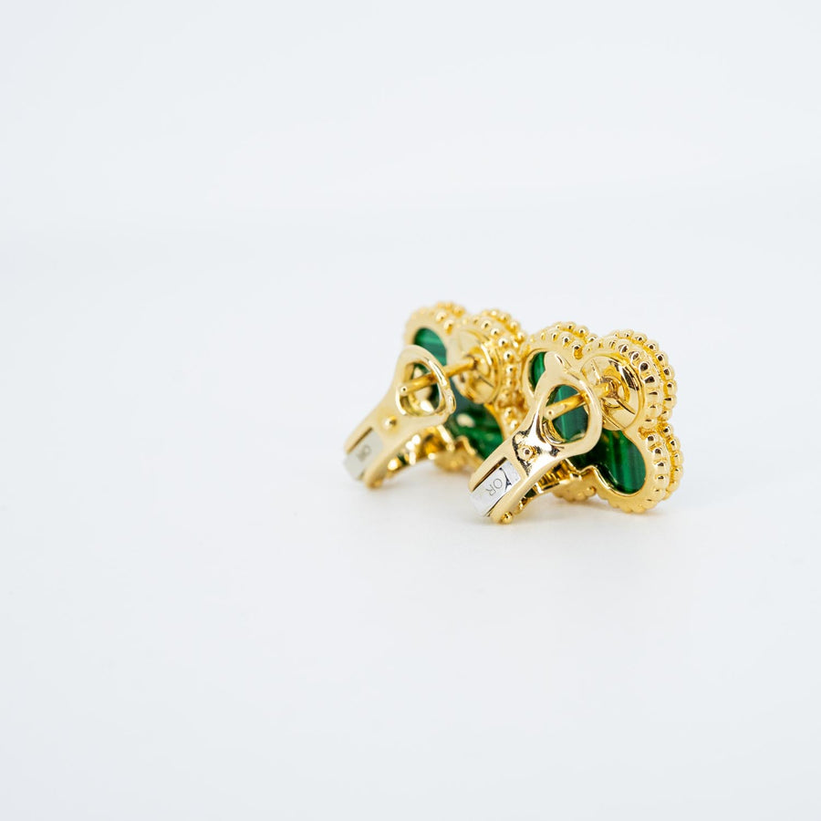 ต่างหู Van Cleef & Arpels Vintage Alhambra earrings, Malachite 18K Yellow Gold (Used) #vrvae 7275