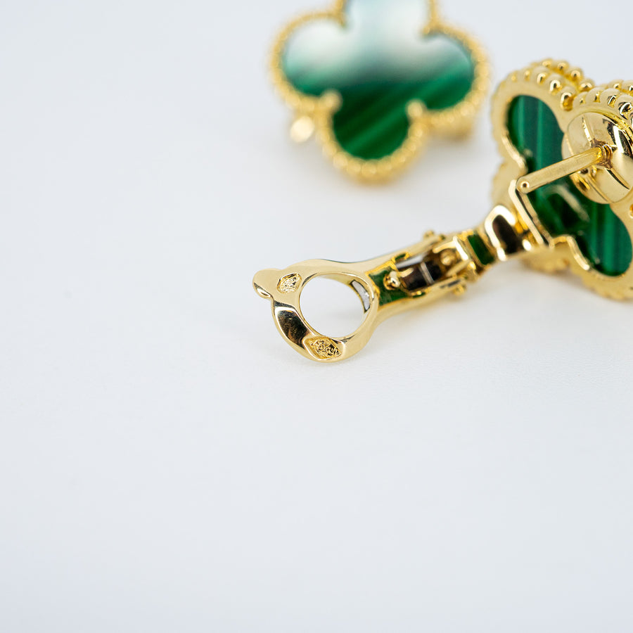 ต่างหู Van Cleef & Arpels Vintage Alhambra earrings, Malachite 18K Yellow Gold (Used) #vrvae 7275