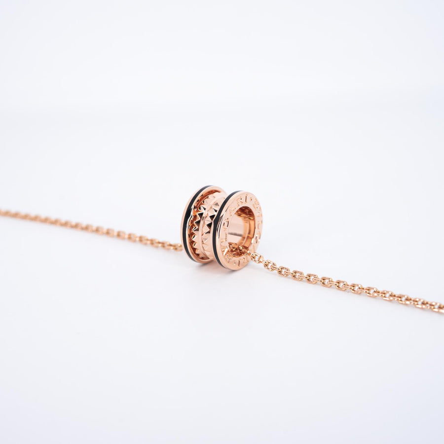 **Hold k.Boom**สร้อยและจี้ Bvlgari B.zero1 Rock necklace with studded spiral, black ceramic 18K Rose Gold Size 38/41.5/45cm.# (Used) #vrbvnl 7276