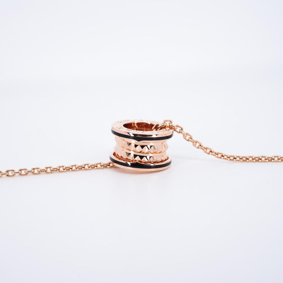 **Hold k.Boom**สร้อยและจี้ Bvlgari B.zero1 Rock necklace with studded spiral, black ceramic 18K Rose Gold Size 38/41.5/45cm.# (Used) #vrbvnl 7276