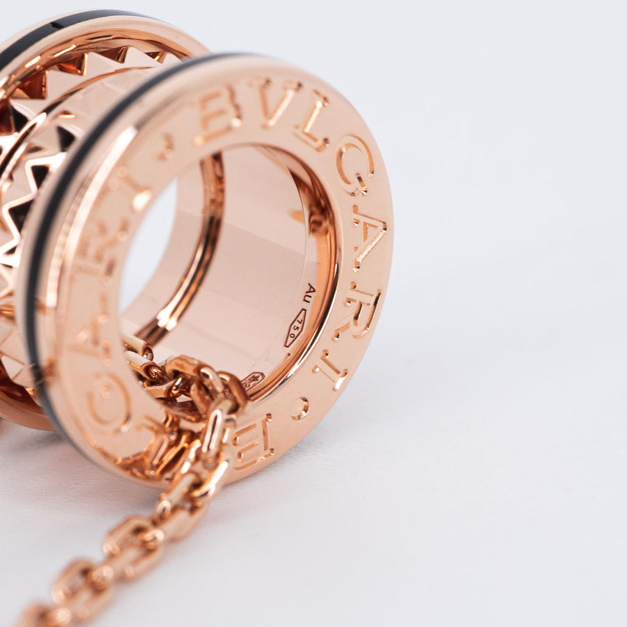 **Hold k.Boom**สร้อยและจี้ Bvlgari B.zero1 Rock necklace with studded spiral, black ceramic 18K Rose Gold Size 38/41.5/45cm.# (Used) #vrbvnl 7276