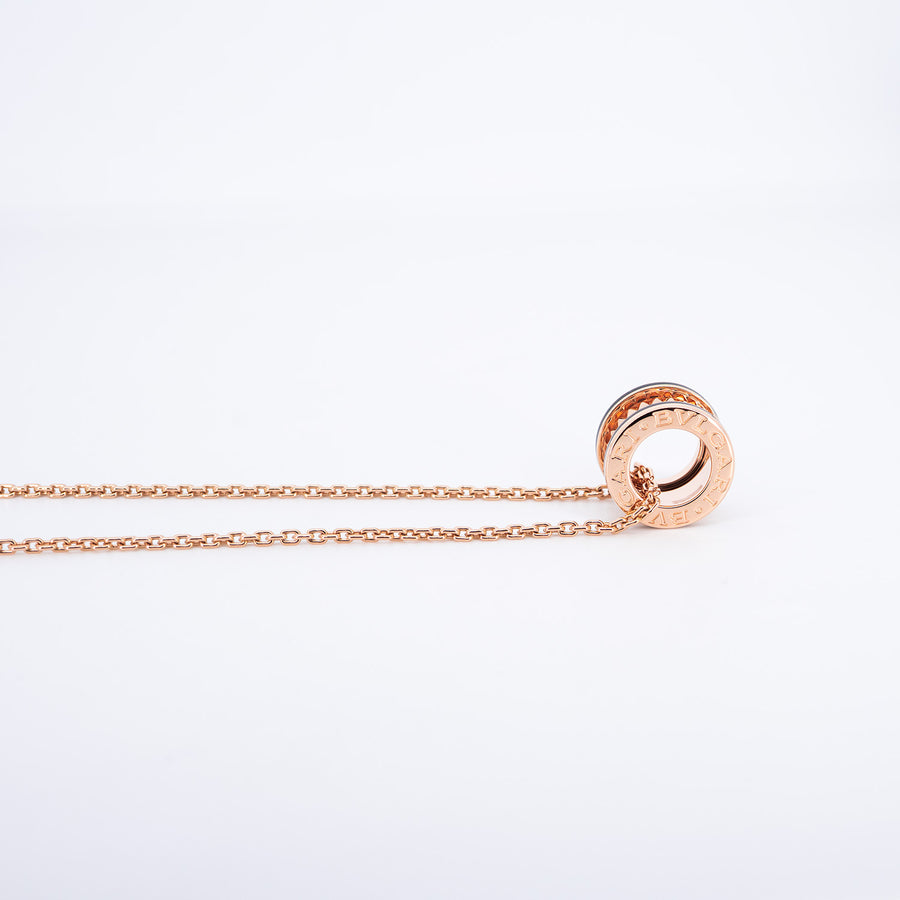 **Hold k.Boom**สร้อยและจี้ Bvlgari B.zero1 Rock necklace with studded spiral, black ceramic 18K Rose Gold Size 38/41.5/45cm.# (Used) #vrbvnl 7276