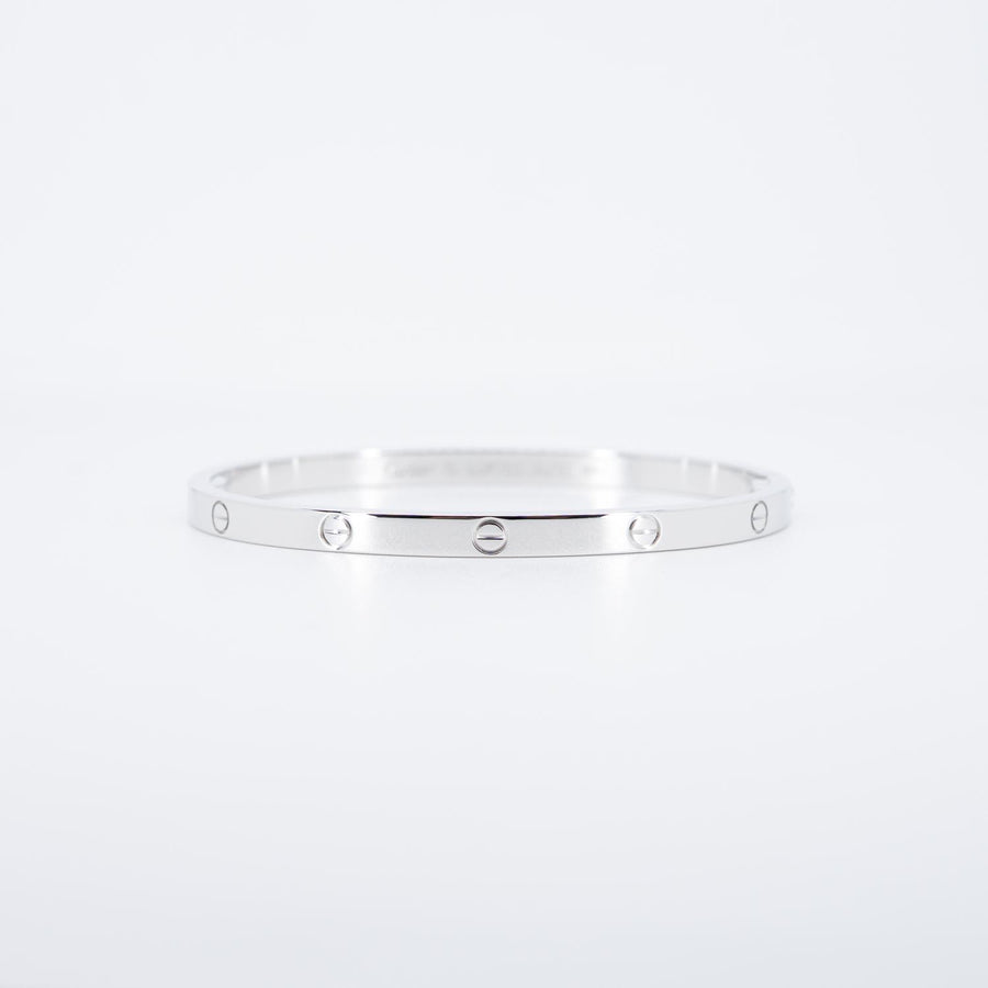 **Hold k.coke** กำไลข้อมือ Cartier Love Bracelet small model 18K White Gold Size 15# (Used) #vrcab 7145