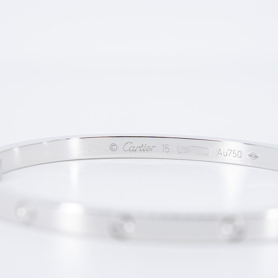 **Hold k.coke** กำไลข้อมือ Cartier Love Bracelet small model 18K White Gold Size 15# (Used) #vrcab 7145