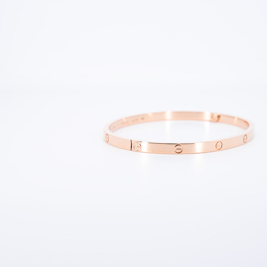 **hold k. popeye ** กำไลข้อมือ Cartier Love Bracelet, Small Model 18K Rose Gold Size 17# (Used) #vrcab 7256
