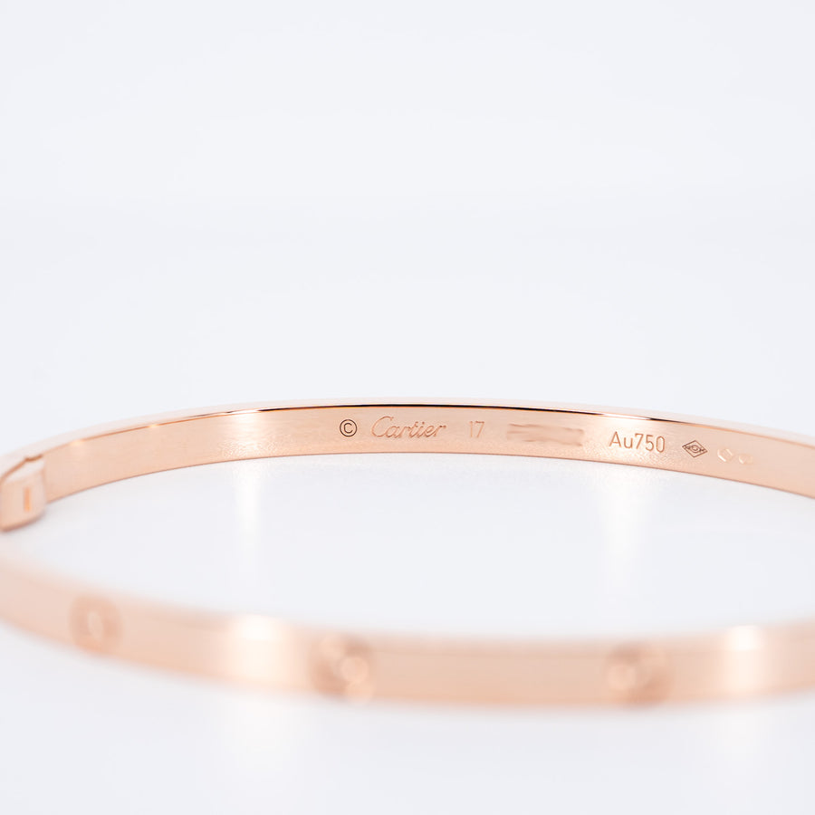 **hold k. popeye ** กำไลข้อมือ Cartier Love Bracelet, Small Model 18K Rose Gold Size 17# (Used) #vrcab 7256