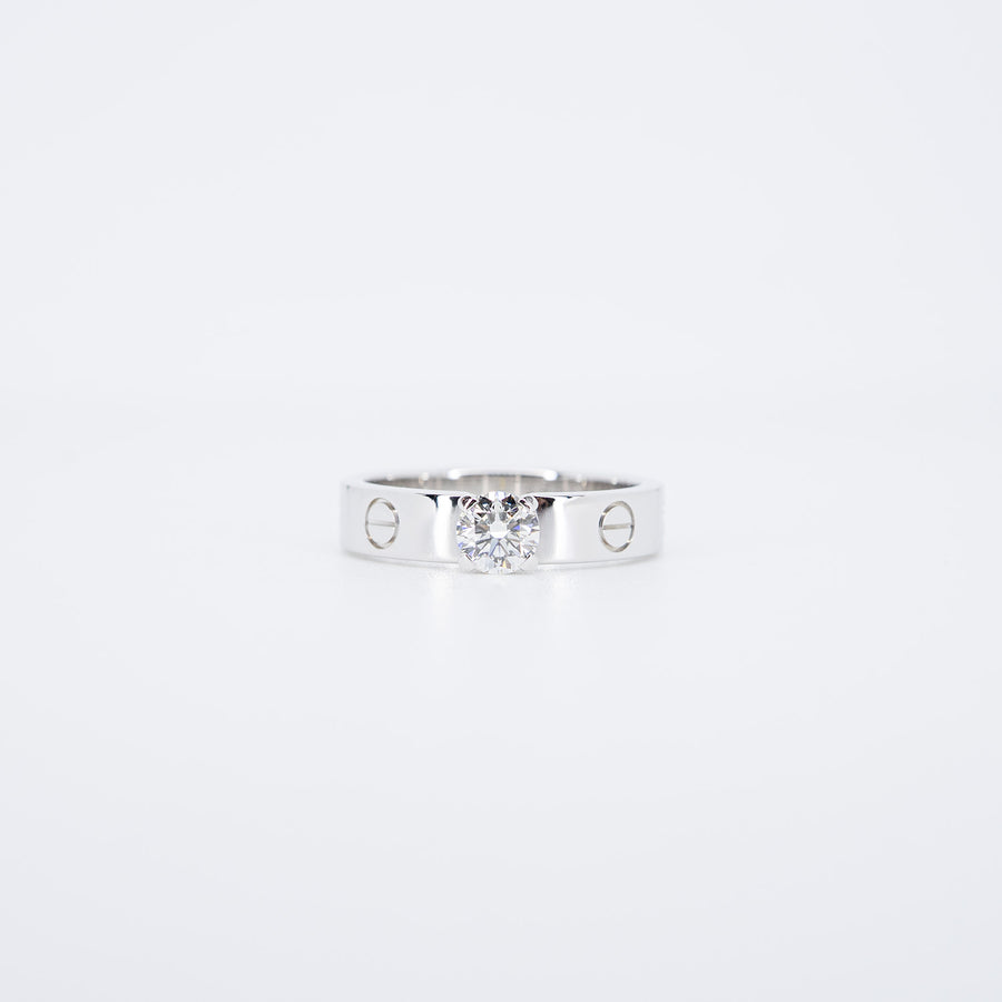 แหวน Cartier Love solitaire Ring, 0.35 ct. G VVS1 brilliant-cut diamond 18K White Gold Size 50# (Used) #vrcar 7251