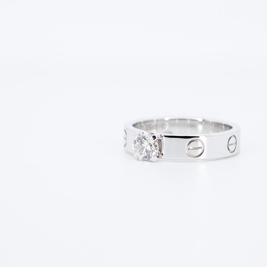 แหวน Cartier Love solitaire Ring, 0.35 ct. G VVS1 brilliant-cut diamond 18K White Gold Size 50# (Used) #vrcar 7251