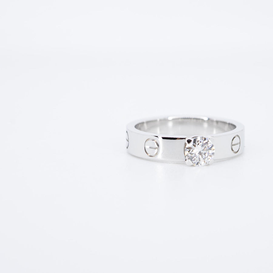 แหวน Cartier Love solitaire Ring, 0.35 ct. G VVS1 brilliant-cut diamond 18K White Gold Size 50# (Used) #vrcar 7251