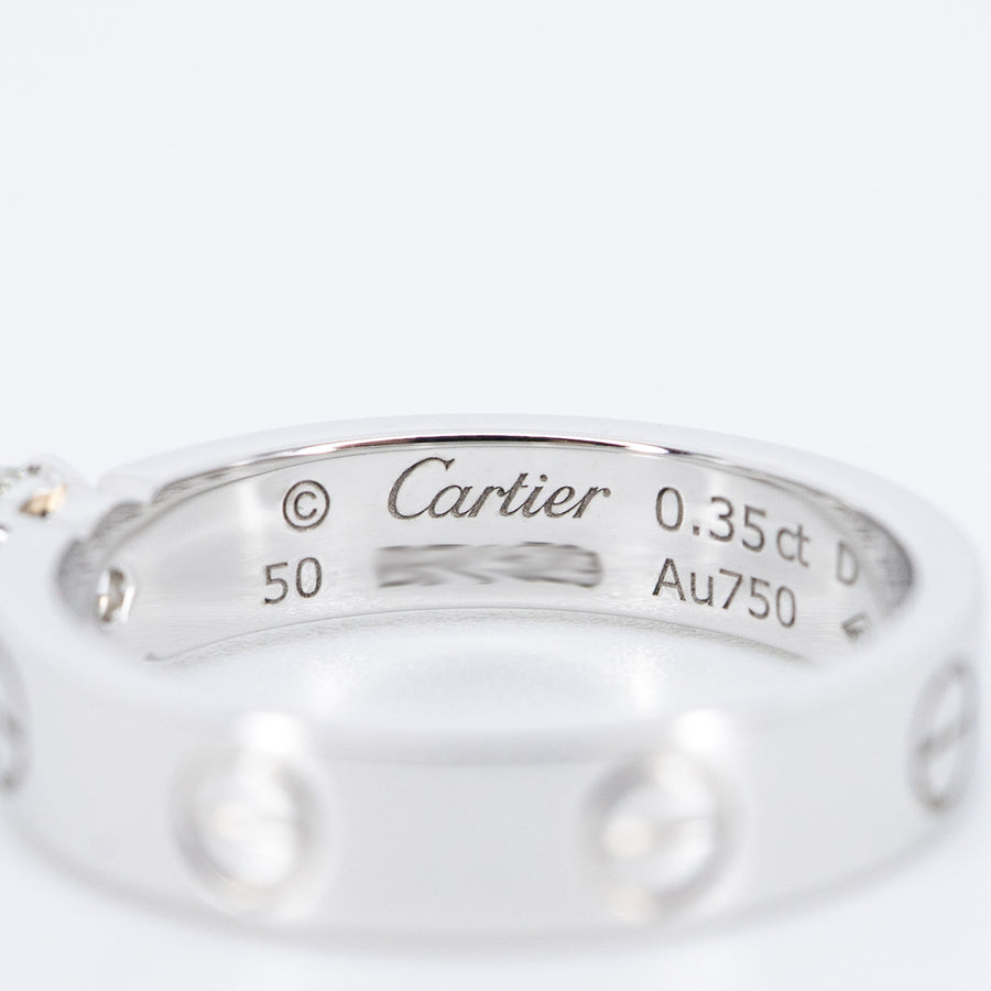 แหวน Cartier Love solitaire Ring, 0.35 ct. G VVS1 brilliant-cut diamond 18K White Gold Size 50# (Used) #vrcar 7251
