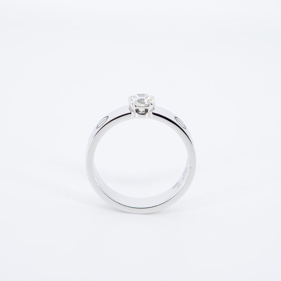 แหวน Cartier Love solitaire Ring, 0.35 ct. G VVS1 brilliant-cut diamond 18K White Gold Size 50# (Used) #vrcar 7251