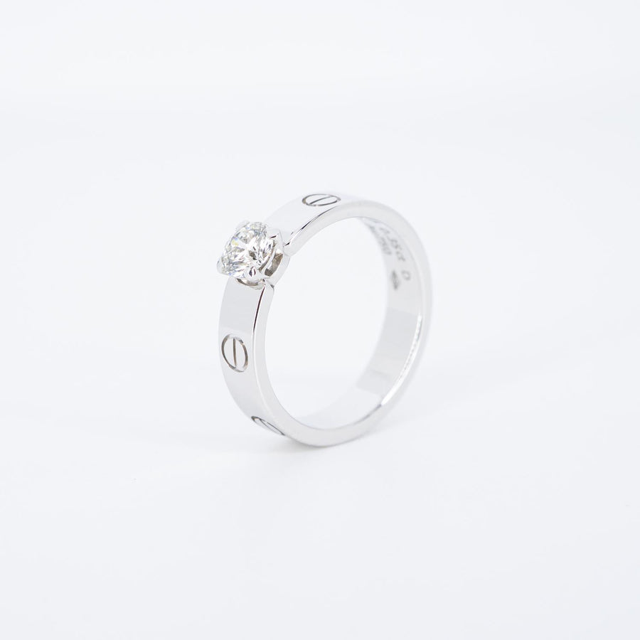 แหวน Cartier Love solitaire Ring, 0.35 ct. G VVS1 brilliant-cut diamond 18K White Gold Size 50# (Used) #vrcar 7251