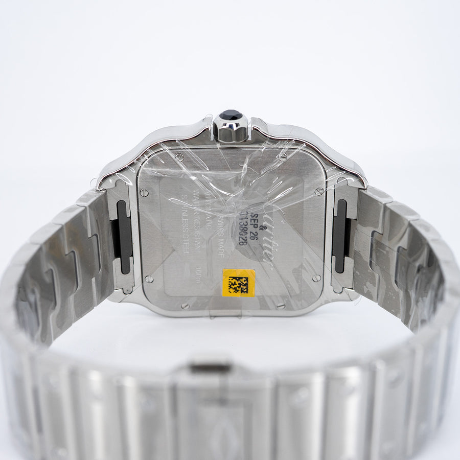 นาฬิกา Cartier Santos de Cartier Watch, Large model, Manufacture mechanical movement with automatic winding, caliber 1847 MC. Steel case Stainless Steel Size L# (Used) #vrca 0923
