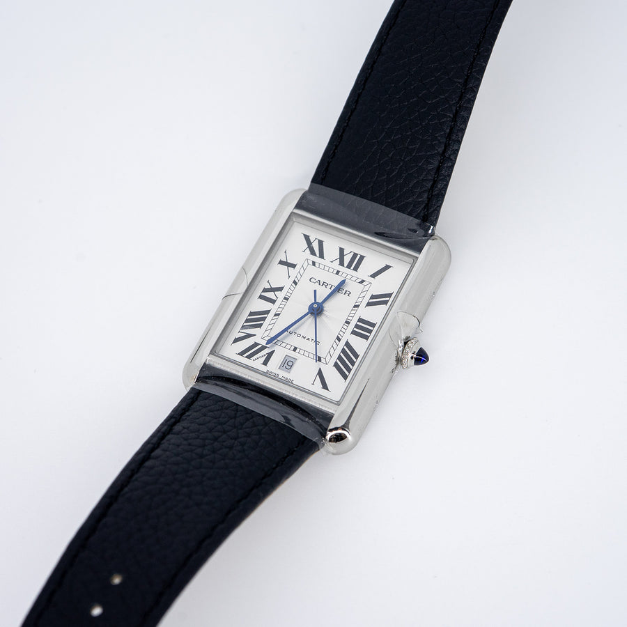 นาฬิกา Cartier Tank Must De Cartier Watch Extra-large model, automatic movement, steel, leather Stainless Steel Size XL# (Used) #vrca 0922