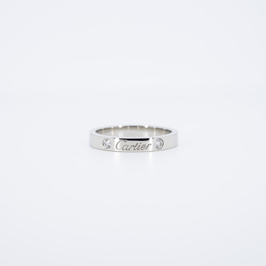 แหวน Cartier C de Cartier Band with 2Diamonds Platinum950 Size 54# (Used) #vrcarimt 7271