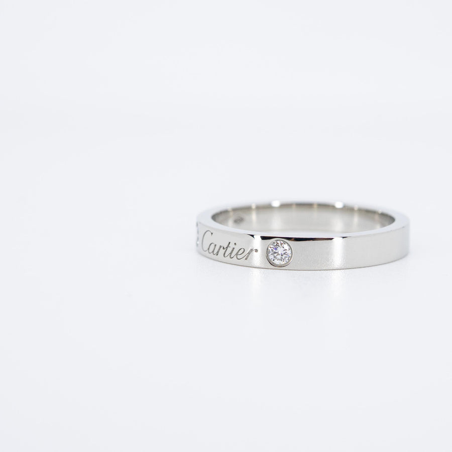 แหวน Cartier C de Cartier Band with 2Diamonds Platinum950 Size 54# (Used) #vrcarimt 7271