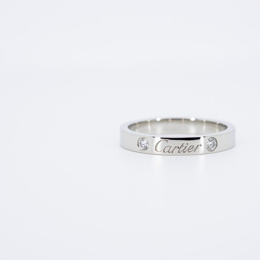แหวน Cartier C de Cartier Band with 2Diamonds Platinum950 Size 54# (Used) #vrcarimt 7271