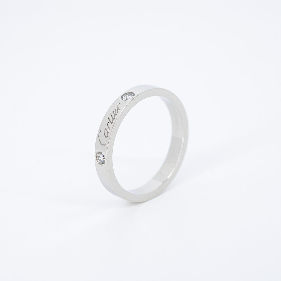 แหวน Cartier C de Cartier Band with 2Diamonds Platinum950 Size 54# (Used) #vrcarimt 7271