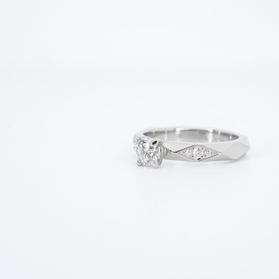 แหวน Boucheron Facette Solitaire Diamond Ring 0.33ct F IF Platinum950 Size 46# (Used) #vrborimt 7269