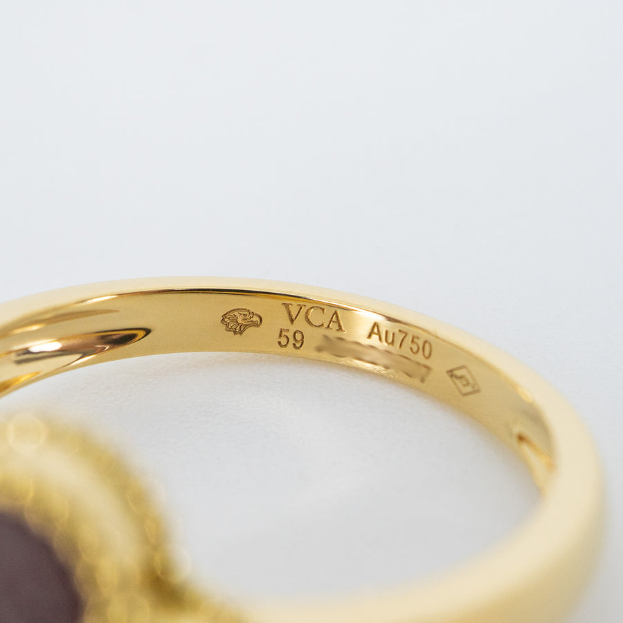 **hold.benttt**แหวน Van Cleef & Arpels Vintage Alhambra Ring, Carnelian, Diamond 18K Yellow Gold Size 59# (Used) #vrvarHIT 7280