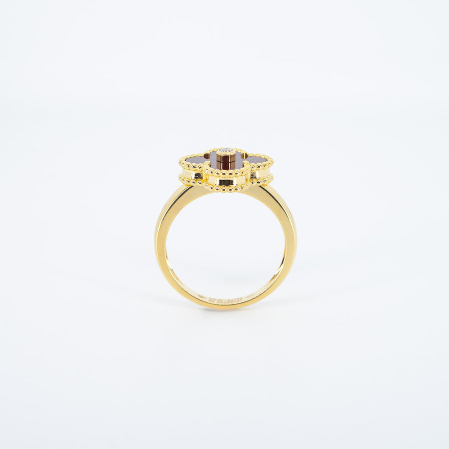 **hold.benttt**แหวน Van Cleef & Arpels Vintage Alhambra Ring, Carnelian, Diamond 18K Yellow Gold Size 59# (Used) #vrvarHIT 7280