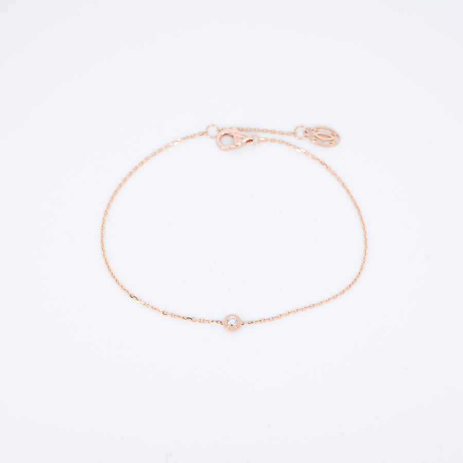 สร้อยข้อมือ Cartier D'Amour Bracelet with diamond, mini model 18K Rose Gold Size 16.5-18cm.# (Used) #vrcab 7272