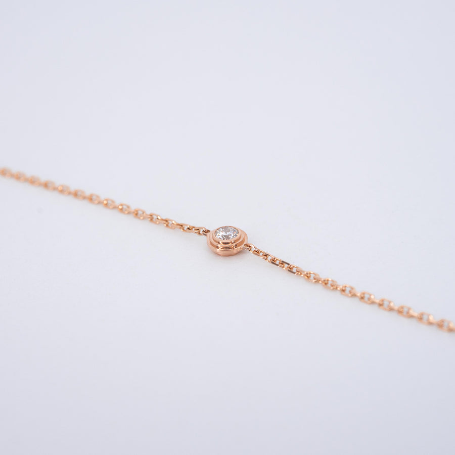 สร้อยข้อมือ Cartier D'Amour Bracelet with diamond, mini model 18K Rose Gold Size 16.5-18cm.# (Used) #vrcab 7272