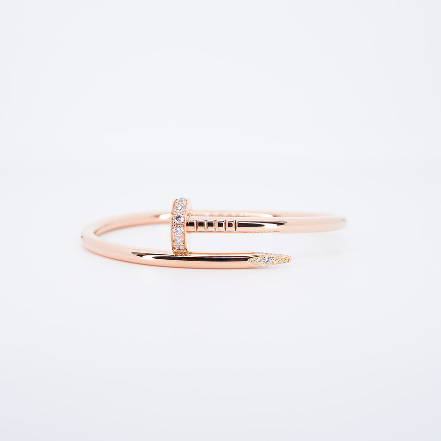 **hold k.b** กำไลข้อมือ Cartier Juste Un Clou Bracelet with Diamonds 18K Rose Gold Size 15# (Used) #vrca 0918