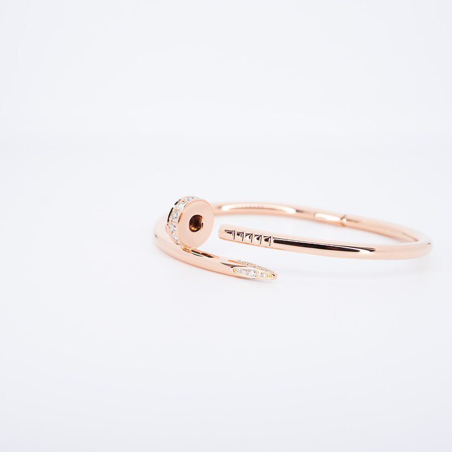 **hold k.b** กำไลข้อมือ Cartier Juste Un Clou Bracelet with Diamonds 18K Rose Gold Size 15# (Used) #vrca 0918