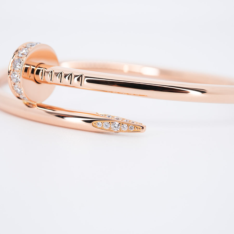 **hold k.b** กำไลข้อมือ Cartier Juste Un Clou Bracelet with Diamonds 18K Rose Gold Size 15# (Used) #vrca 0918