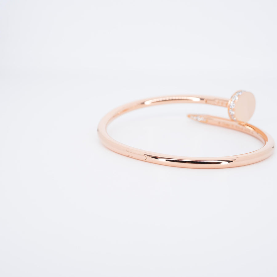 **hold k.b** กำไลข้อมือ Cartier Juste Un Clou Bracelet with Diamonds 18K Rose Gold Size 15# (Used) #vrca 0918