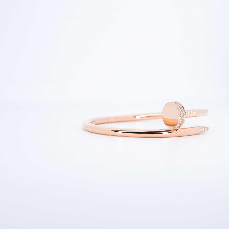 **hold k.b** กำไลข้อมือ Cartier Juste Un Clou Bracelet with Diamonds 18K Rose Gold Size 15# (Used) #vrca 0918