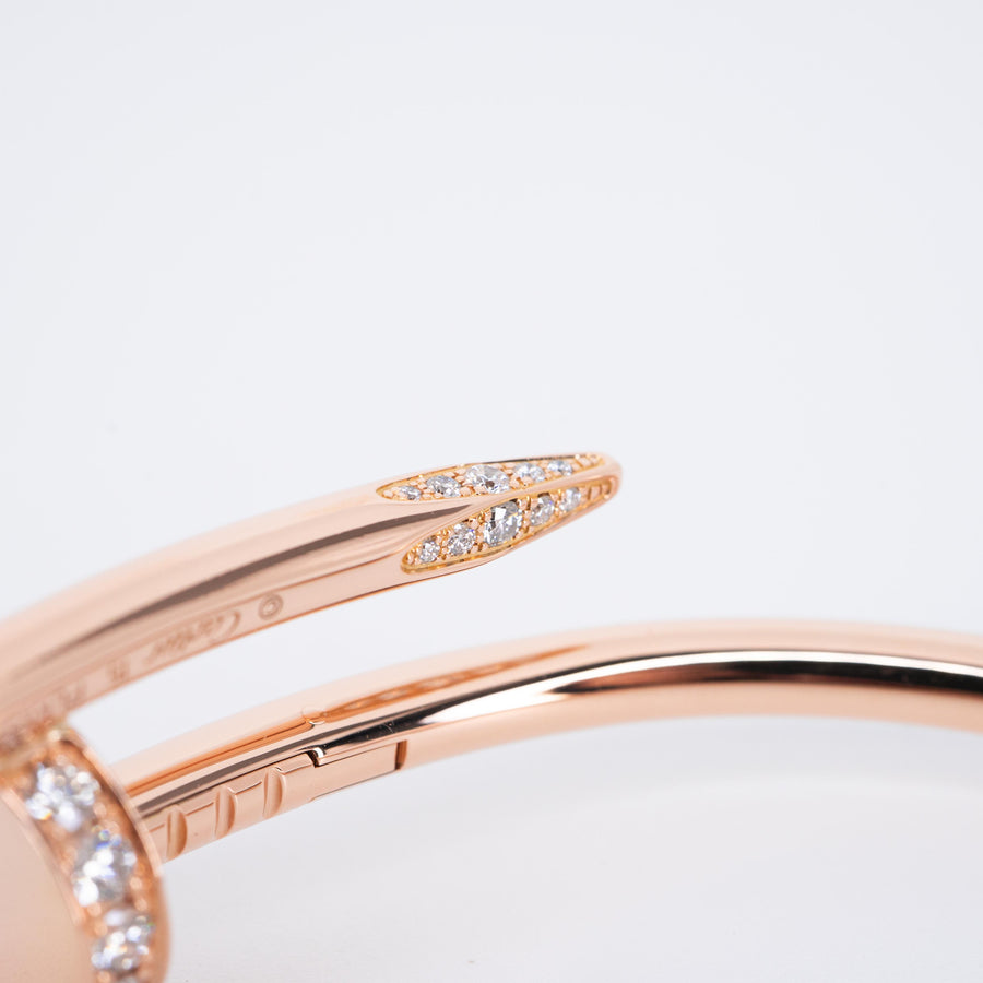 **hold k.b** กำไลข้อมือ Cartier Juste Un Clou Bracelet with Diamonds 18K Rose Gold Size 15# (Used) #vrca 0918