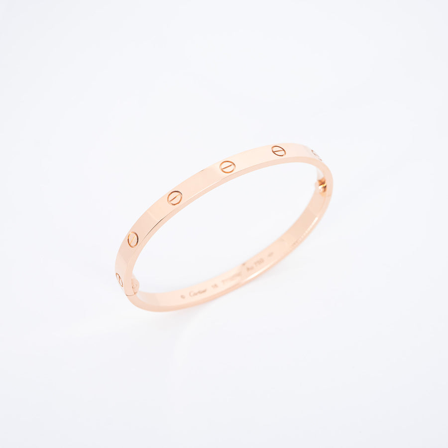 กำไลข้อมือ Cartier Love Bracelet, Medium Model 18K Rose Gold Size 16# (Used) #vrcan 7286