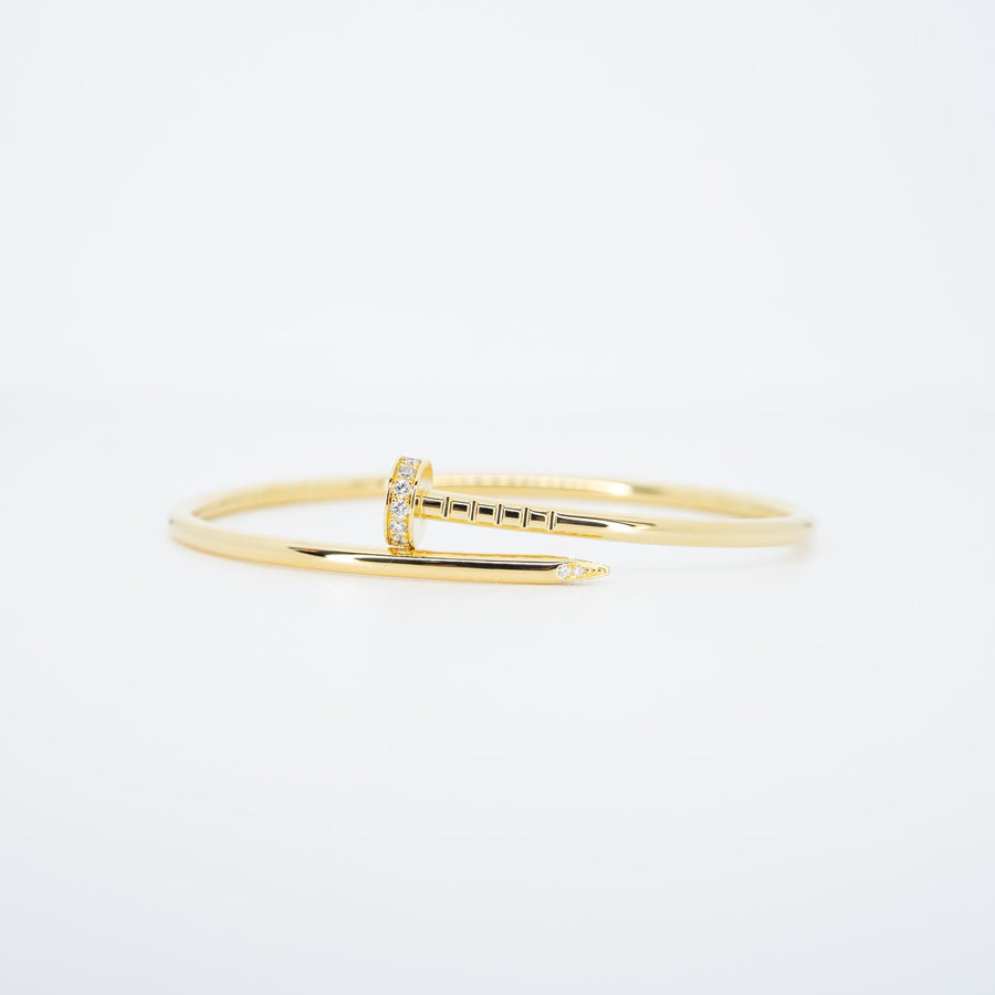 กำไลข้อมือ Cartier Juste Un Clou Bracelet, small model with Diamonds 18K Yellow Gold Size 15# (Used) #vrcab 7285