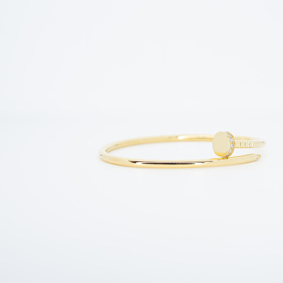 กำไลข้อมือ Cartier Juste Un Clou Bracelet, small model with Diamonds 18K Yellow Gold Size 15# (Used) #vrcab 7285