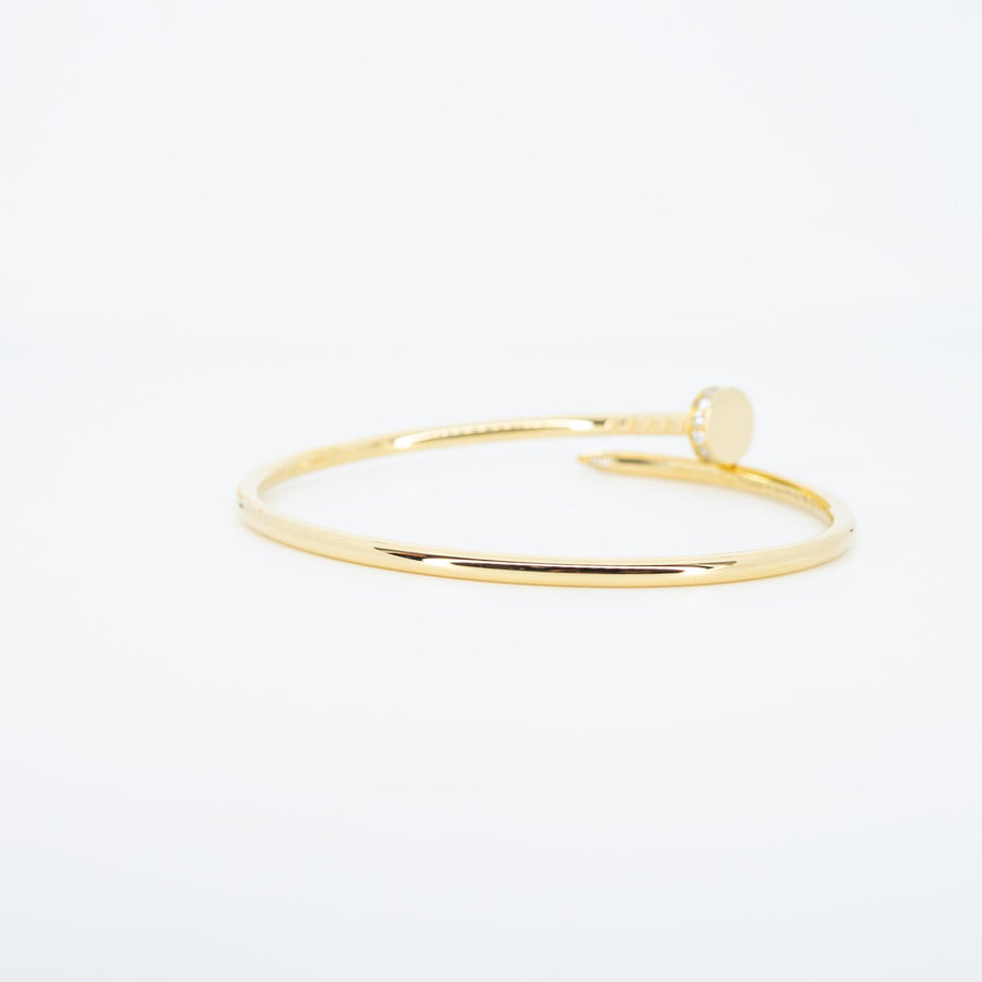กำไลข้อมือ Cartier Juste Un Clou Bracelet, small model with Diamonds 18K Yellow Gold Size 15# (Used) #vrcab 7285